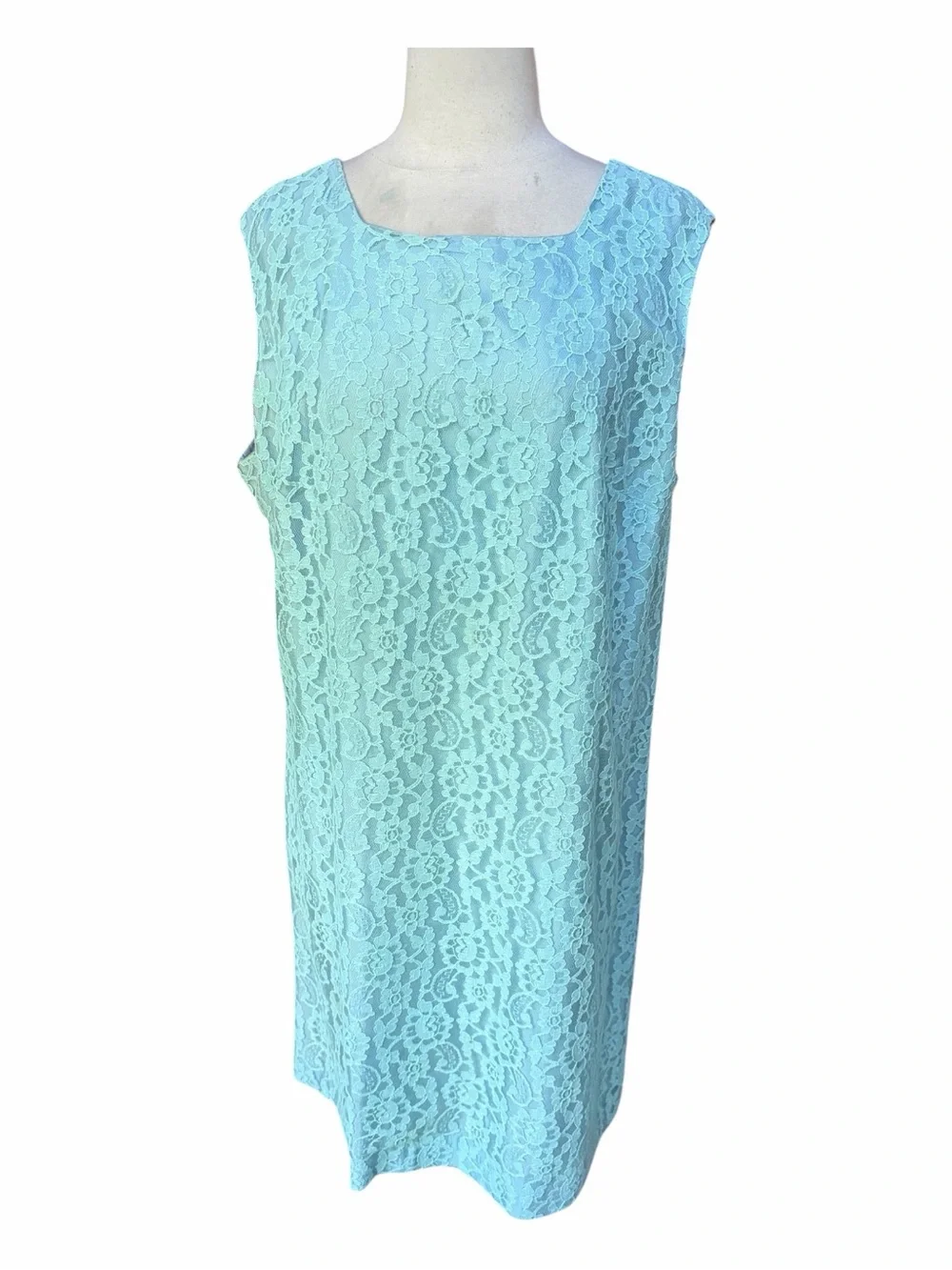 1960s Turquoise Lace Lined Shift Dress and Matching Duster Coat Set
